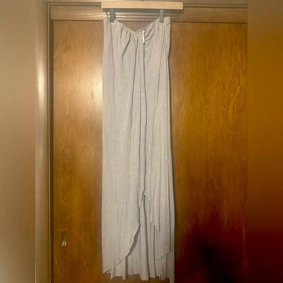 Free People Maxi Slubby Column Asymmetrical Skirt in gray lilac - Picture 4 of 8